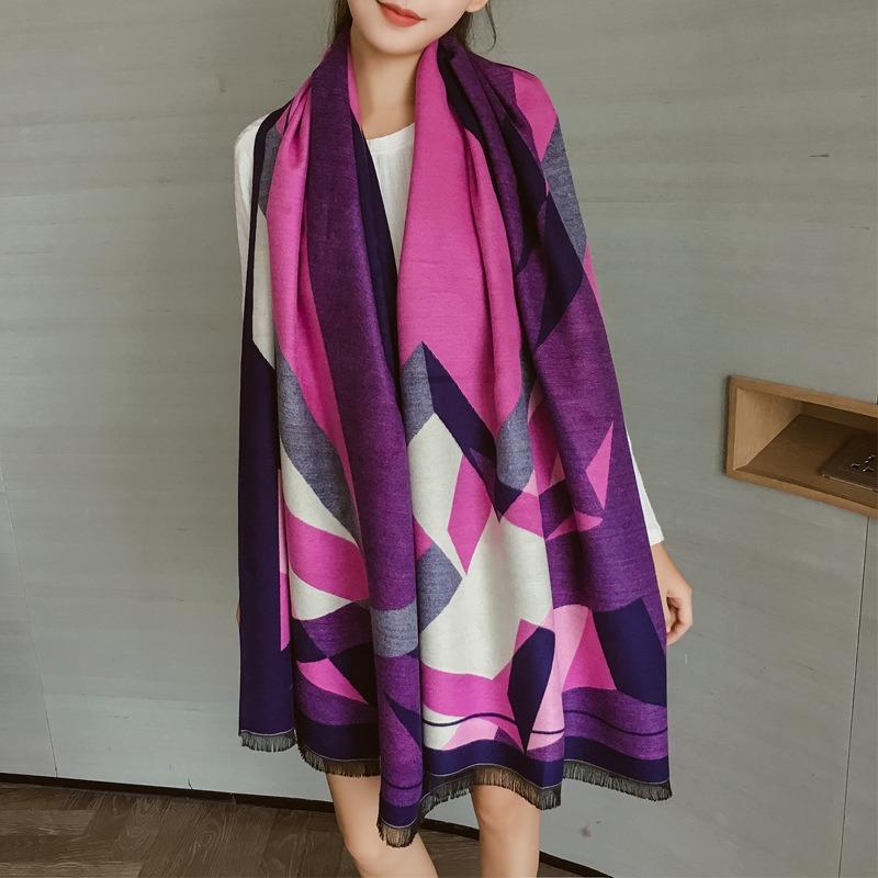 Autumn and winter versatile large shawl new dual-purpose warm student long thickened scarf women's winter