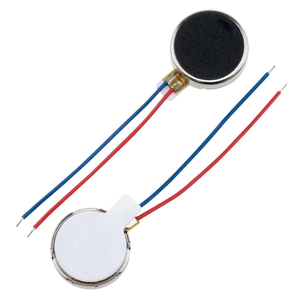 VAKTOK- 8pcs 10000RPM Mini Tiny Vibration Motor Wired mini Flat Pager Electronic Mobile Phone Coin Cell Splice Flat Coin Button-Type Vibrating Motor