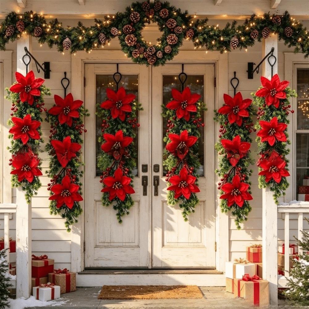 Faux Flower Artificial Pine Branch Wall-Mounted Hanging Ornament Christmas Hanging Vine Home Party