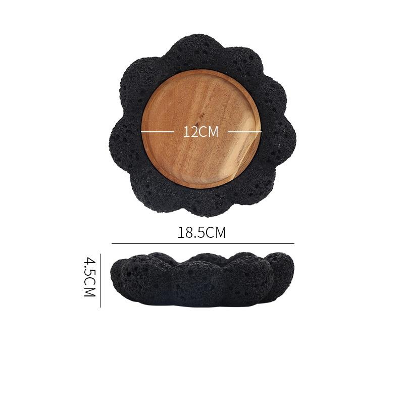 Black Cement Tableware Dinner Plate stone Sashimi sushi Disc Dry Ice Tray Plate Dessert Plates Dim Sum Dish Steak Plates Bowl