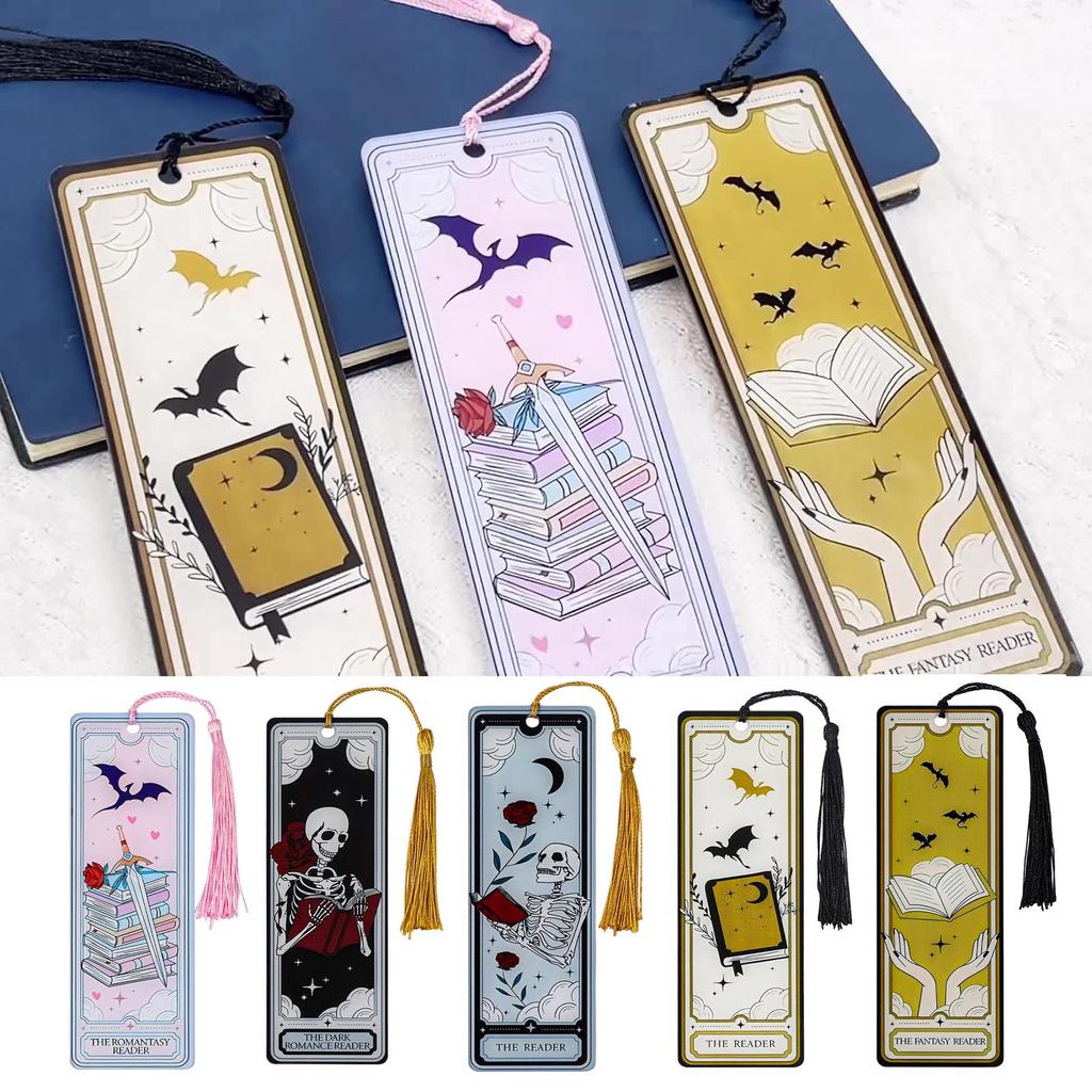 Gothic Style Skeleton Reading Card Bookmark Creative Halloween Theme Witch Acrylic Bookmark