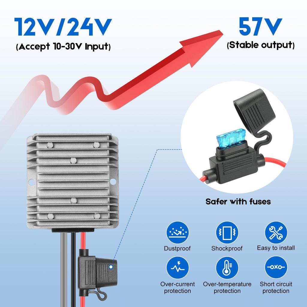 Starlink Gen 3 Conversion To 57V Boost Converter Voltage Conversion Max Includes Alligator Compatible with Cars and Campers Kit, 12V/24V Transformer,