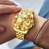 OLEVS Waterproof Quartz Analog Watch with Date Gold Stainless Steel Large Business Simple Stylish Popular Gold Watch for Men's Display, Band, Dial,