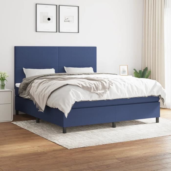 VidaXL Lit à sommier tapissier avec matelas Bleu 180x200 cm Tissu - Modèle 3141639