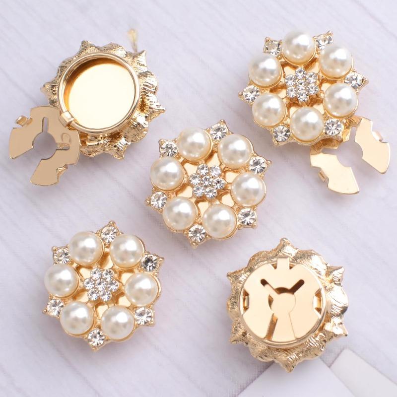Crystal Pearl Button Covers For Women Blouses Detachable Clip-On Shirt Coat Decorative Buttons Diy Sewing Buttons Holiday Decor