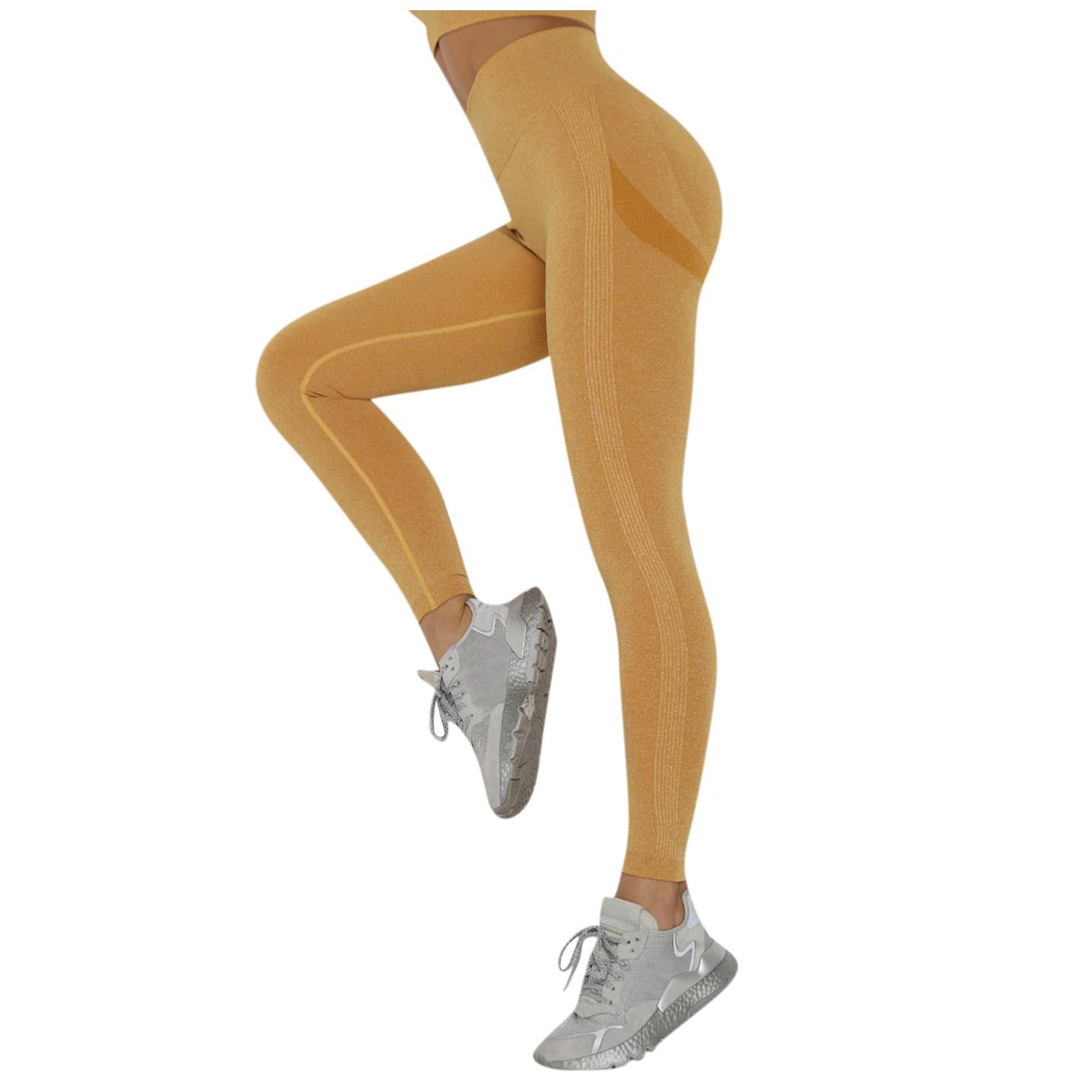 

Женские штаны для йоги, дышащая одежда для йоги, обтягивающая, с высокой талией, спортивные штаны для фитнеса, женские XL жёлтый