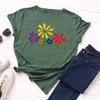 Women's Creative Pure Cotton Colorful Flower Loose Round Neck Short Sleeved T-shirt