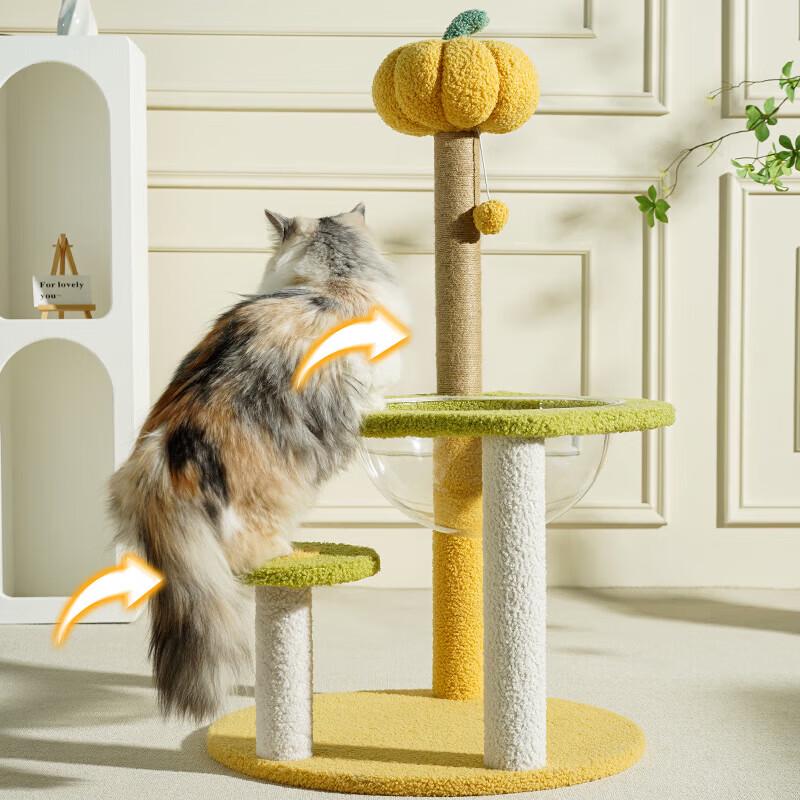 Fandou Pumpkin Cat Climbing Frame with Space Capsule Bed
