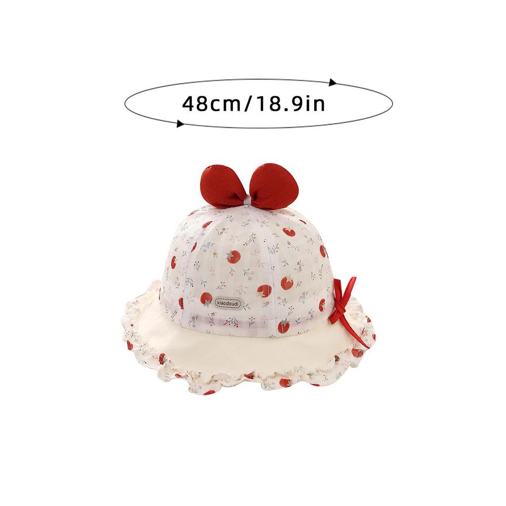 Cute Bow Baby Girls Bucket Hat Sweet Floral Ruffle Fisherman Cap Outdoor Toddler Kids Sunshade Hats