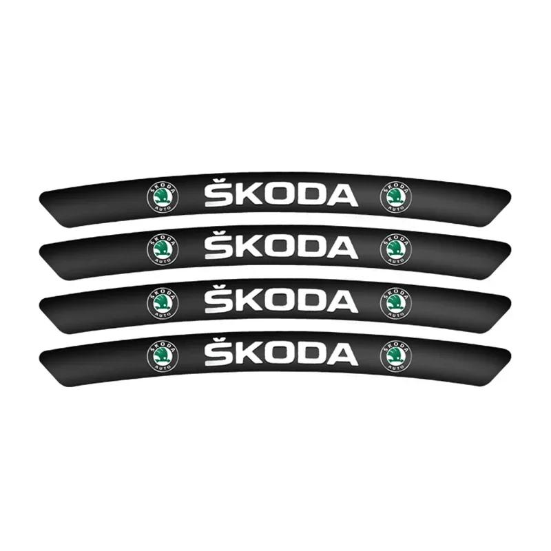 cnkhn5 for Skoda 4pcs Car Wheel Hub Badge Decal Scala Kodiak Citigo Kamiq Roomster Rapid Yeti Karoq Kodiaq Octavia Fabia Superb Felicia