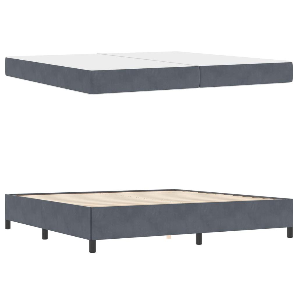 Bed Frame with Mattress Dark Gray 200 x 200 cm Fabric