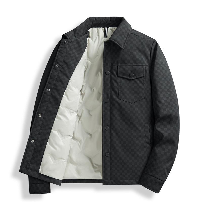Herren Schwarze Lässige Revers Daunenjacke - Winter Kältebeständig, Warm, Lockere Passform