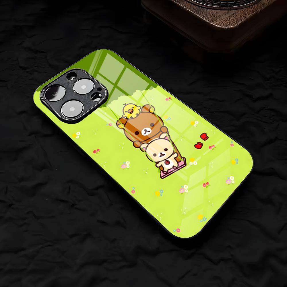 Cute R-RilakkumaS Phone Case For IPhone 17 Air 16 E Pro Max 15 14 13 Mini 12 Pro 11 Max Plus Black Glass Cover