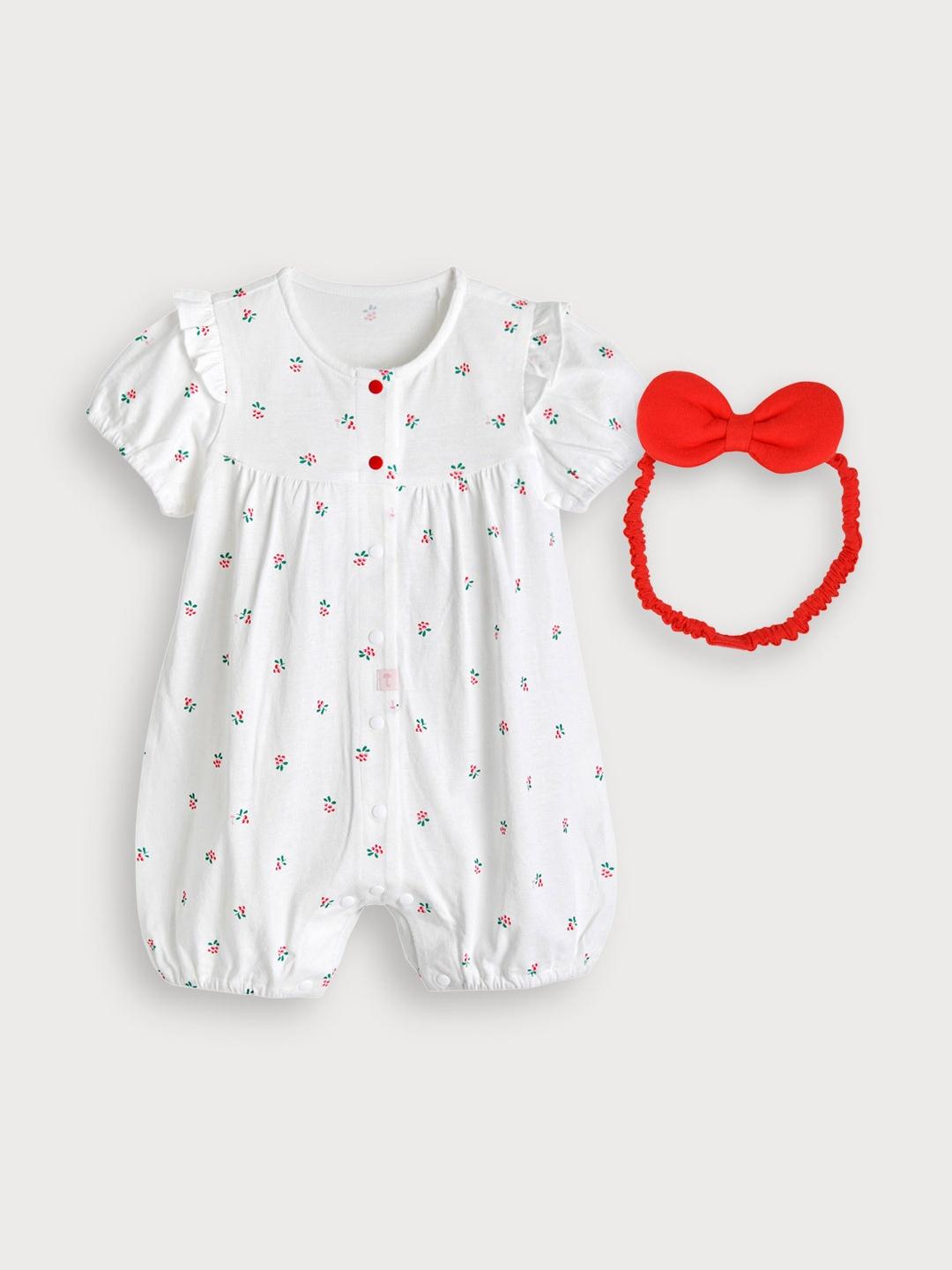 Minimoi Franc Bamboo Single Short Sleeve Romper and Headband Set Infant Summer Bodysuit 70