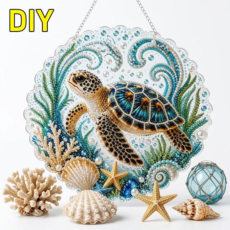 Ozeanperlen Kunst DIY Hängendes Ornament Kit 5D Spezielle Form Diamantmalerei für Erwachsene Fensteraufhängung Dekoration Geschenk für Bastelliebhaber