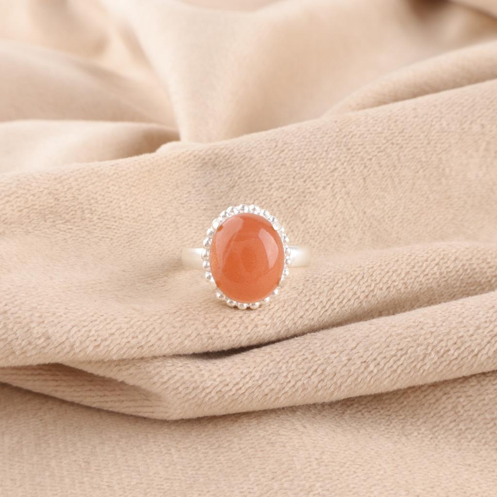 Pietra di Luna Pesca Naturale Argento Sterling Nuovo Anello Regalo Cocktail Amiche Gioielli RR-28-31