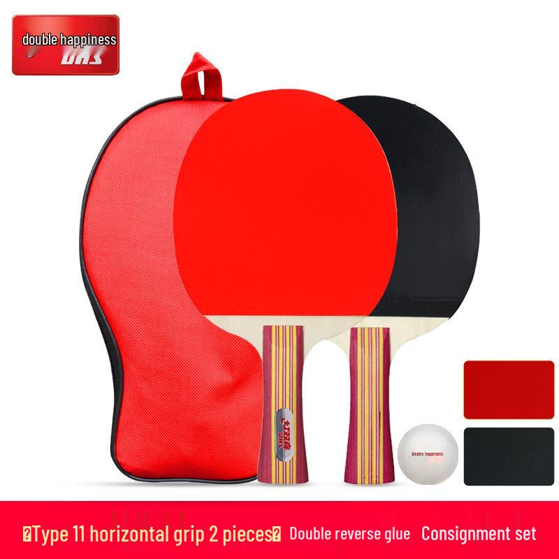 DHS Double Happiness Table Tennis Racket - Double-Sided Pimpled Rubber Type I/II/III 
