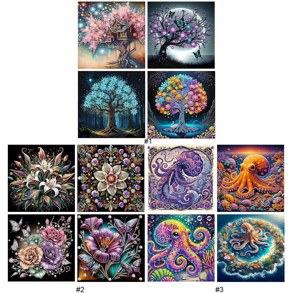 4pcs Partial Drill Special Shape Diamond Painting Kits 30x30cm Crystal Rhinestone Paintings for Home Wall Decor