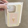 A Cute Striped Ice Cream Patterned Lychee-Textured Phone Case, Suitable for iPhone 17, 16, 15, Plus, Pro, Max Series Phones — Can Be Used As a Gift