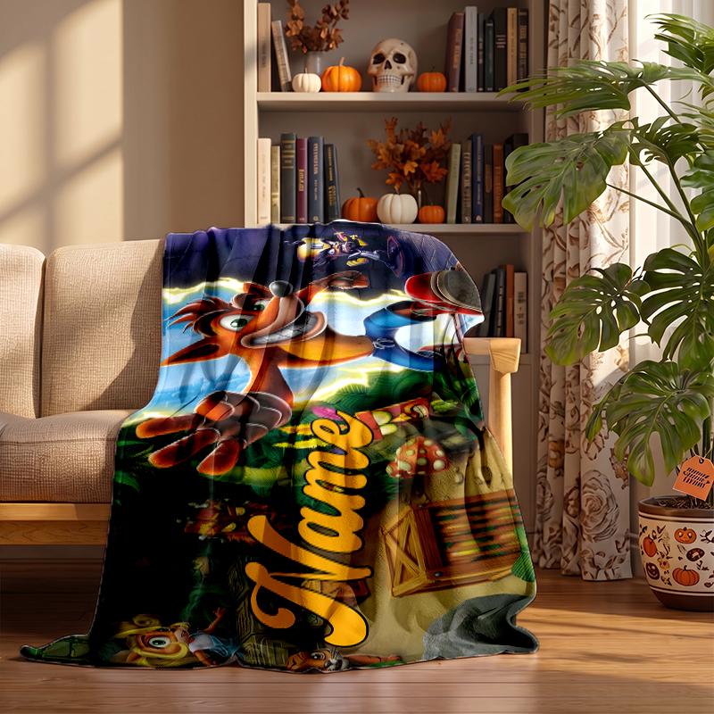 Crash Bandicoot Custom Flannel Blankets Soft Warm Cozy Throws for Home Decor Holiday Gifts