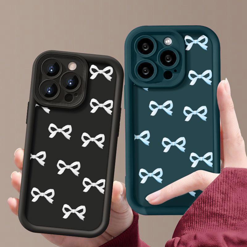 Cover per telefono in TPU opaco con motivo a fiocco per iPhone 16 Pro Max 15 Pro 14 Plus 13 12 11 XS XR 8 7 Protezione obiettivo Antiurto Morbida custodia bumper in silicone