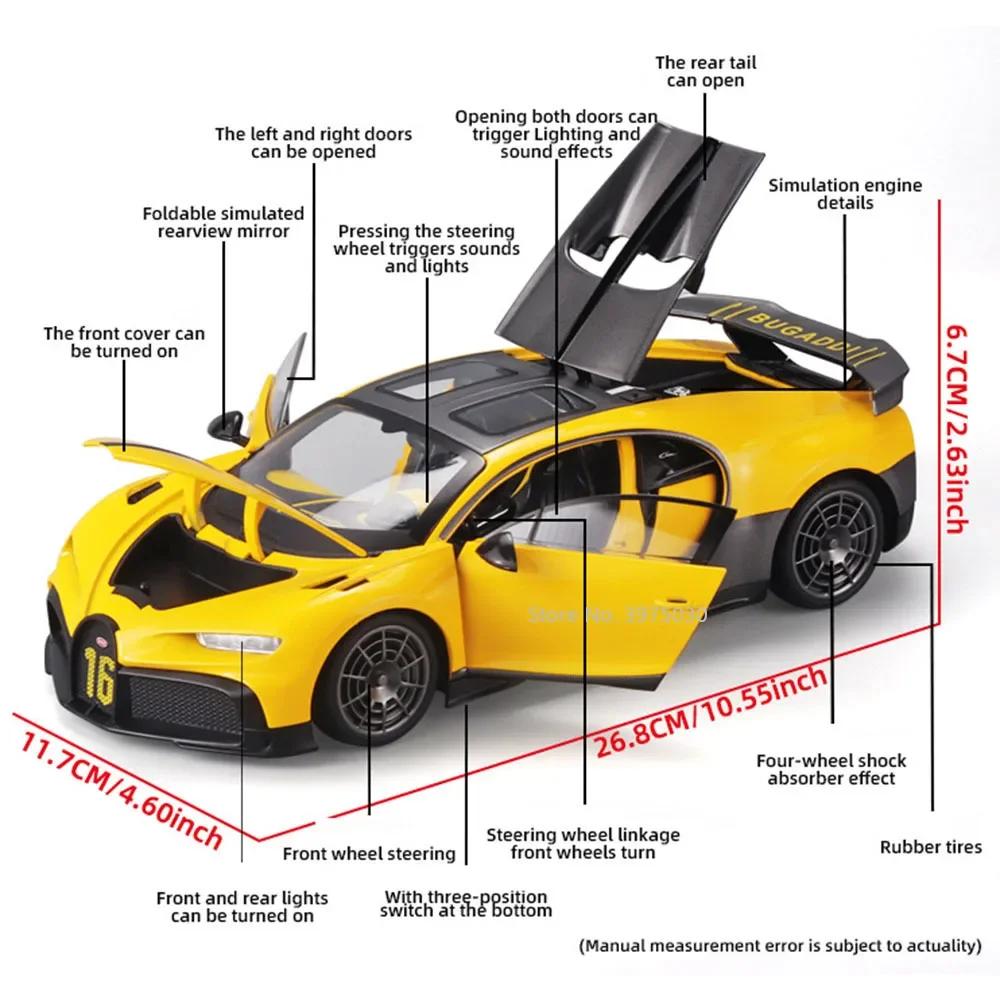 1/18 Bugatti sportovní model auta ze slitiny tlakového odlitku Simulační hračky Vozidlo se zvukem a lehkými gumovými pneumatikami Kolekce hraček pro chlapce Dárky