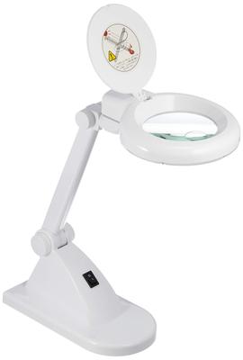 OHM LED Stand Light with Magnifying Model White L-Zoom Glass, Number 07-6384, DS-L8092-2-W,