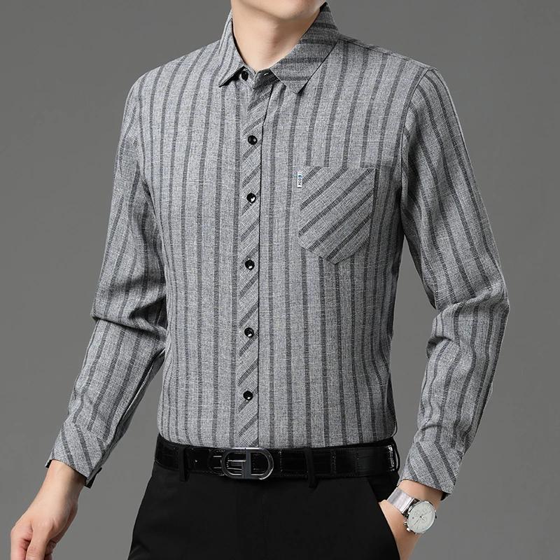 

Новая мужская деловая повседневная рубашка с длинным рукавом и принтом, устойчивая к сминанию, не требующая глажки, удобный всесезонный универсальный топ M темно серый