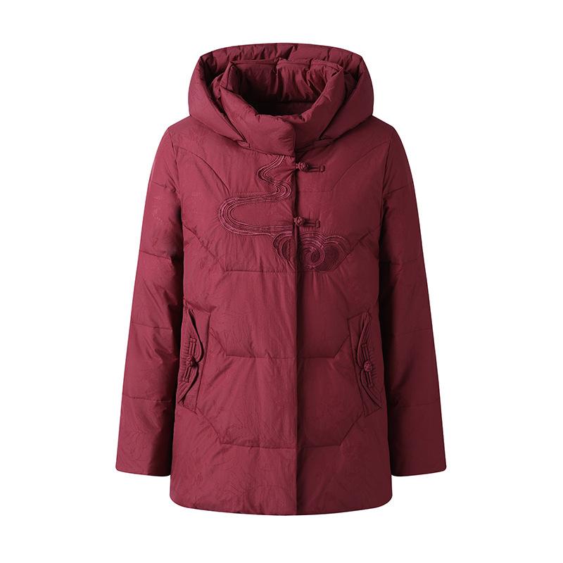 Counter middle-aged and elderly mothers down jacket women's short thickened warm Chinese style embroidery foreign style white duck down jacket