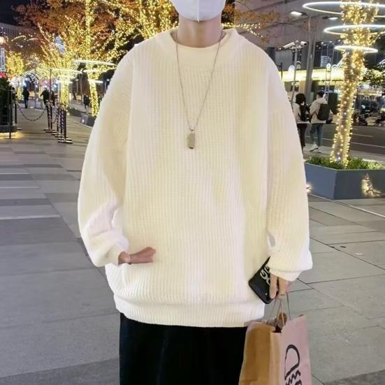 Podzimní Jarní Svetr Kulatý Výstřih Volný Jednobarevný Dlouhý Rukáv Pletený Pulovr Pružný Ležérní Denní Nošení