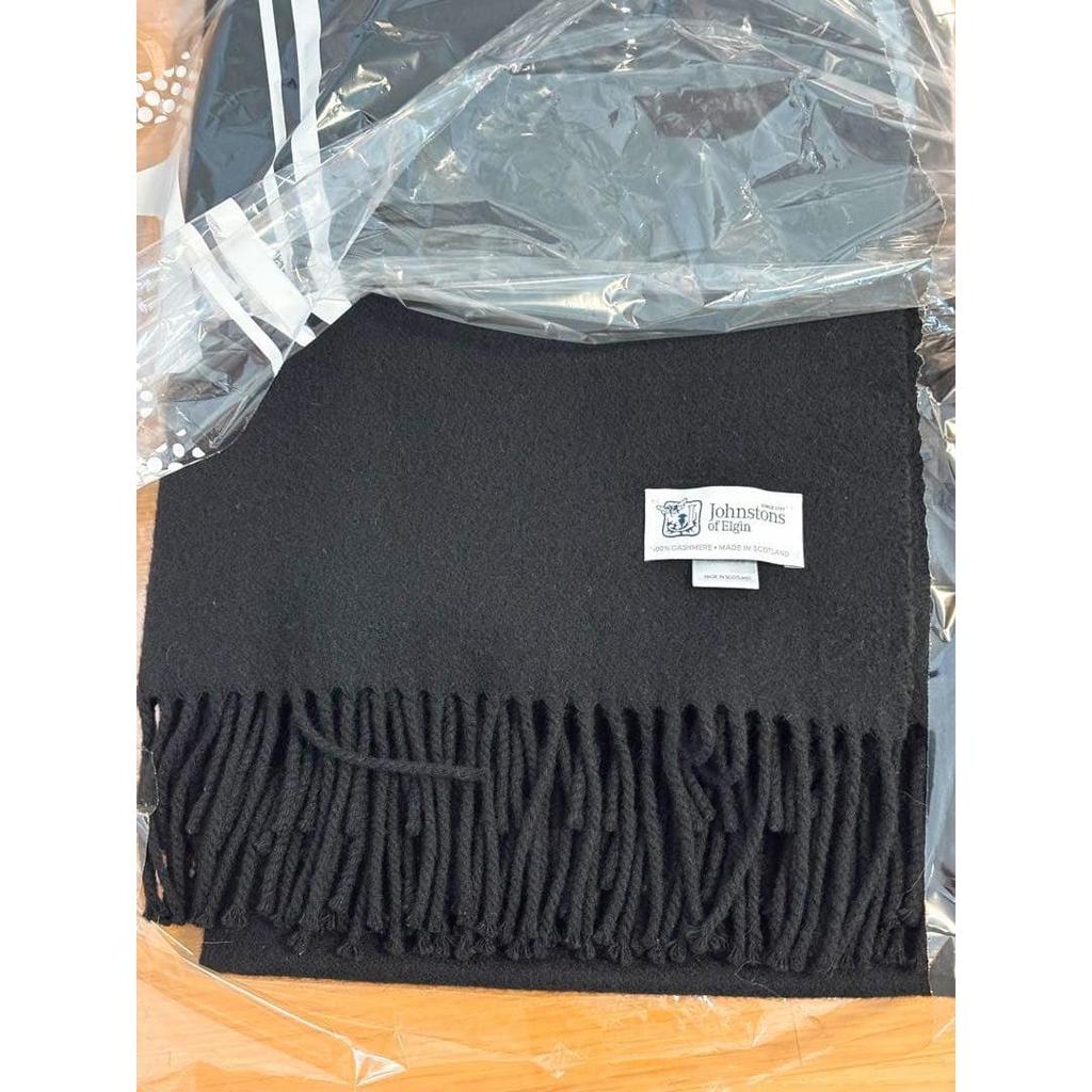 Used Johnstons of Elgin Cashmere Black Large Stole Used