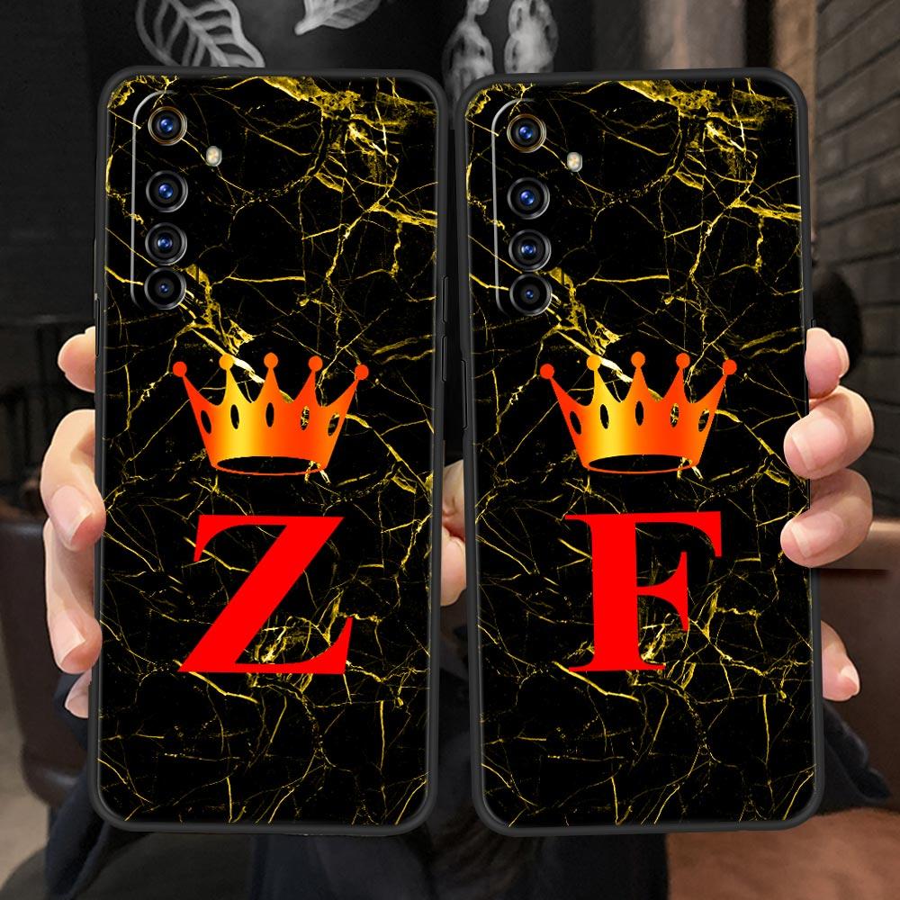Marble Letter Case For Realme C67 C63 C55 C53 C35 C25 C21 GT 2 3 5 6 10 11 12 13 Pro Plus 5G Soft TPU Phone Cover Fundas Capas