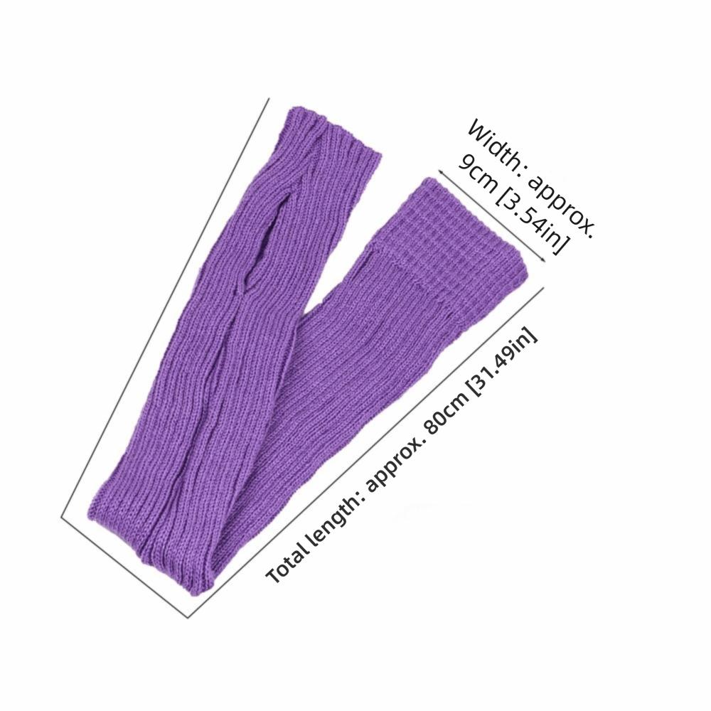 Female Legwear 80cm Leg Warmers Knitted Winter Warmth Warm Foot Cover Solid Color Wool Material Boot Warmers Yoga Practice