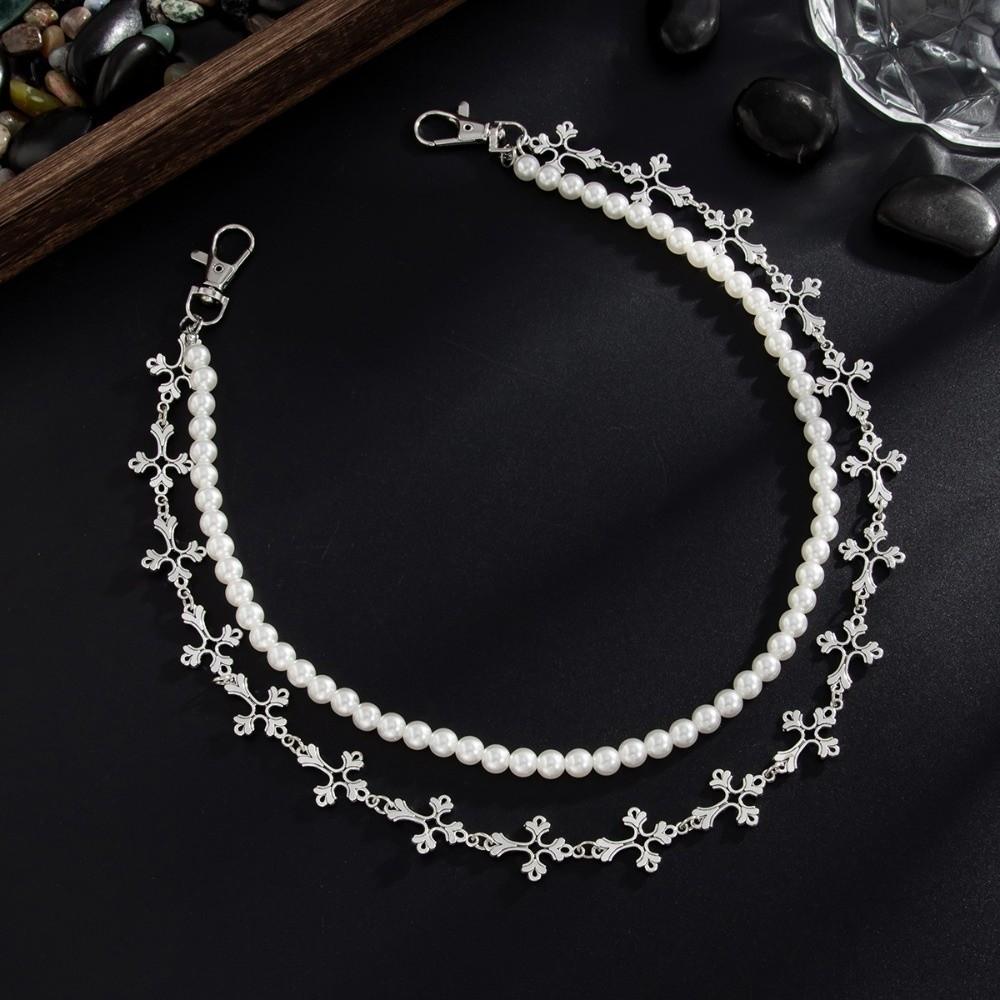 Fashion Imitation Pearl Pants Chain Metal Punk Bead Jeans Waist Chain Gift Waist Belt
