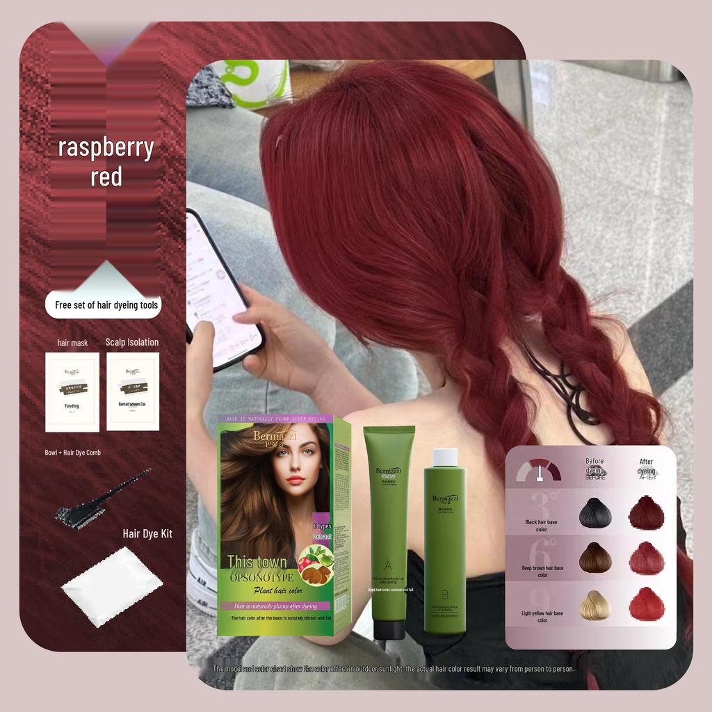 Bamanzi Hazelnut Low Ammonia Plant-Based Hair Dye Cream for Home Use, Gentle White Coverage, No Bleach Needed.