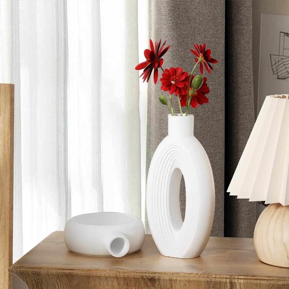 Hollow Out Silicone Vase Mold Oval Stripe Gypsum Mold Decorative Soap Mold  Living Room