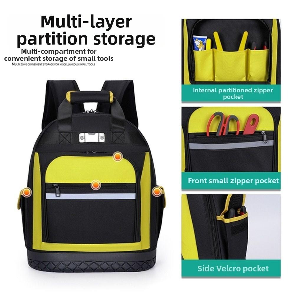 Large Capacity Tool Backpack Thickened Wear-resistant Heavy Duty Tool Organizer with Hard Bottom Waterproof Electrician Tool Bag