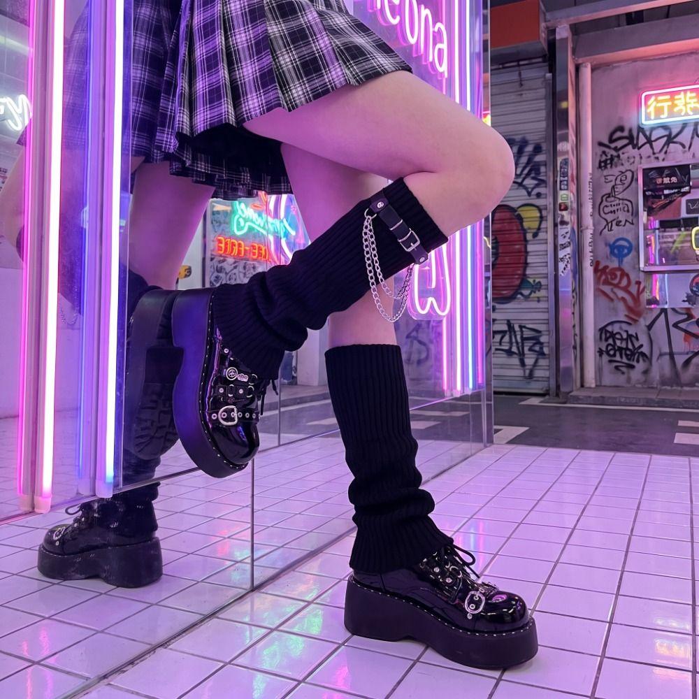 Knee Length Striped Leg Warmers Lolita JK Leg Cover Spicy Girls Flare Leg Socks Gothic