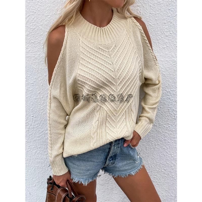 Women S Long Sleeve Crew Neck Knit Sweater Solid Color Casual Fall Winter