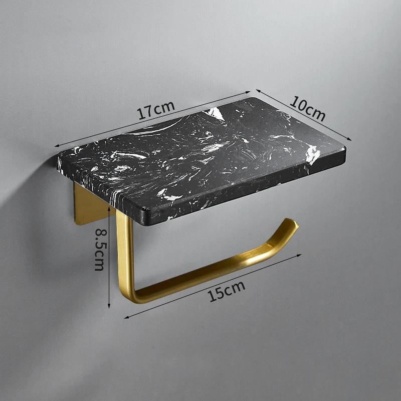 White/Black Marble Bathroom Paper Towel Holder Aluminum Wall-mounted Phone Rack Roll Tissue Shelf Bathroom Accessories