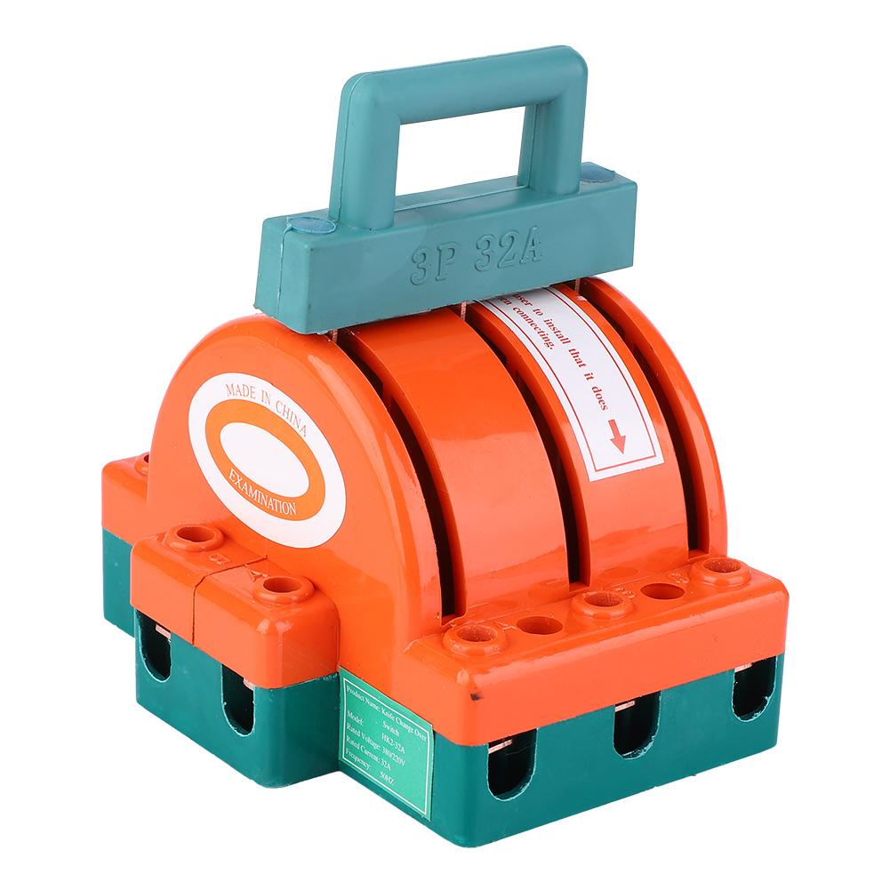 Double Throw Knife Disconnect Switch Orange Red 3P Terminal Connection Electric Supplies 32A