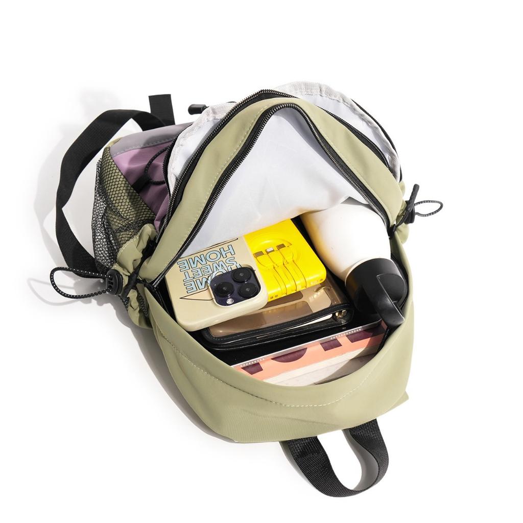 Schoolbag matte texture color matching drawstring backpack vitality girl camping small backpack travel versatile commuter backpack