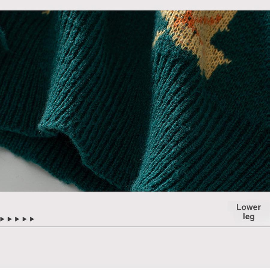 Autumn Leaf Pattern Knit Sweater for Women