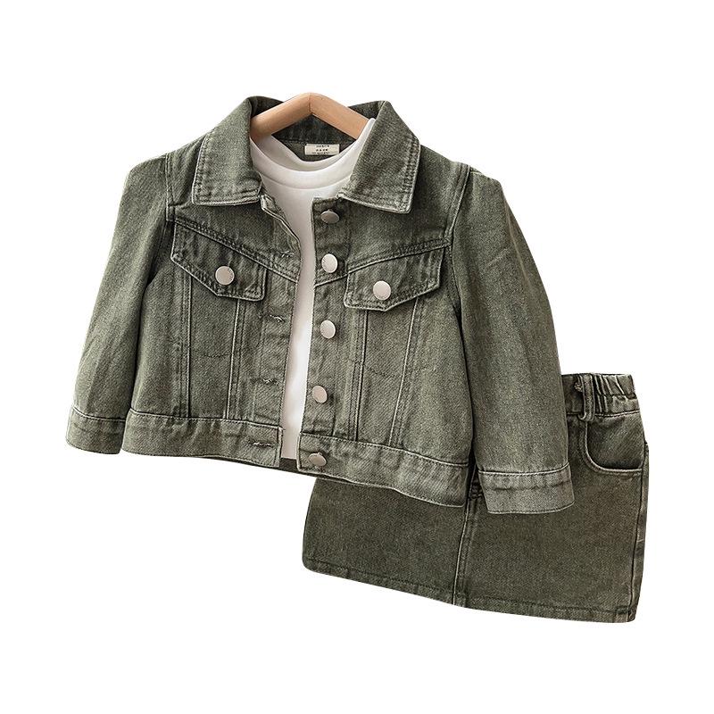 Mädchen Neue Mode Jeansjacke & Rock Zweiteiliges Set - Trendige Herbstbekleidung GC0238