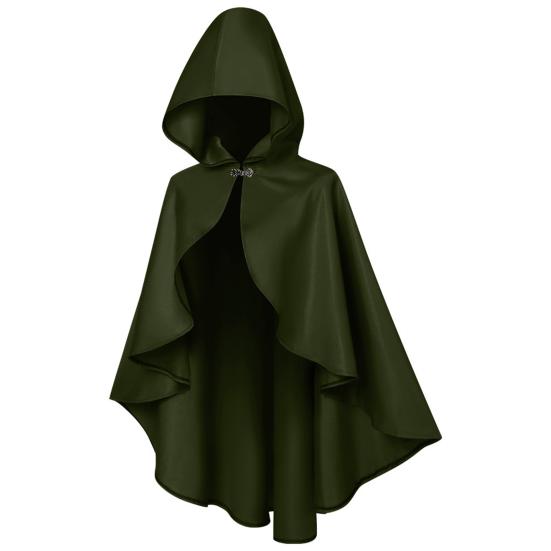 Halloween Cloak Retro Style Hooded Tailoring Metal Buckle Decoration Shawl Role-Playing Versatile Costume Accessory