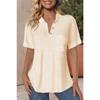 QICED Women's Fashion Casual Solid Color Print POLO Neck Short Sleeve Blouses & Shirts