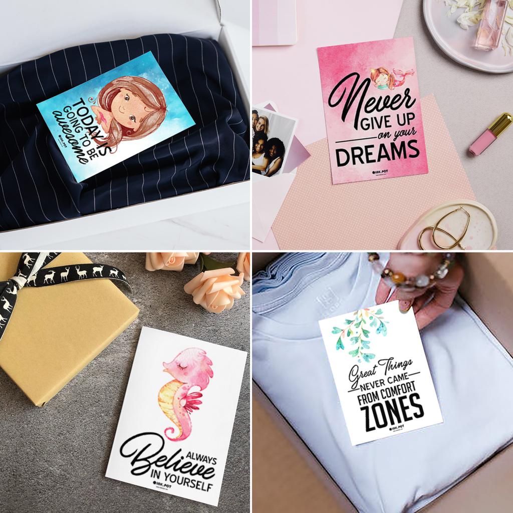 Inkdotpot Lunch Box Notes For Adults Teens, Motivation Inspiration Affirmation Cards, Pack of 36, Unique Assorted Designs (Mermaid