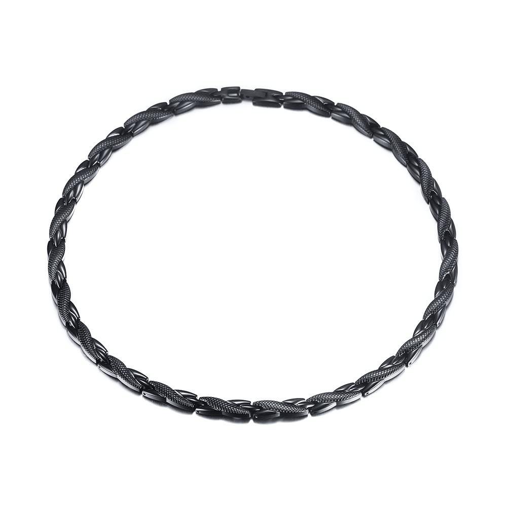 Rockyu Popular Brand Magnetic Necklace for Men and Women Stainless Steel Chain Black Hypoallergenic Stiff Shoulder Necklace Black Gold Dragon Crest