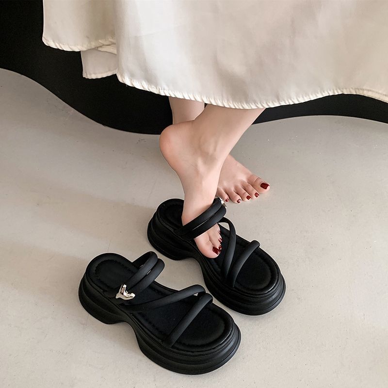 Premium Thick-soled Cool Slippers Women's Summer Wear Fashion Fairy Style with Skirt Muffin Beach Shoes 2025 New