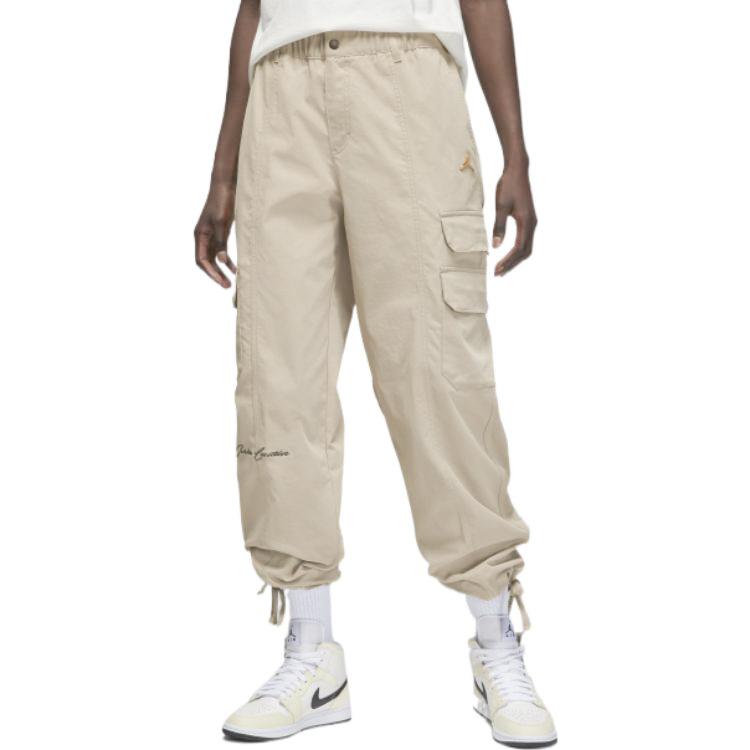 Jordan Jednobarevné Logo Značky Cargo Styl Vícekapsé Sportovní Kalhoty Dámské kalhoty Khaki DV1384-250